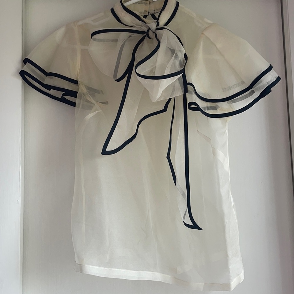 Reddoll 100% silk sheer bow top size 2